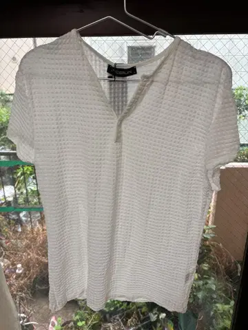 INCERUN 시어 반팔 헨리넥 T셔츠 XL 화이트