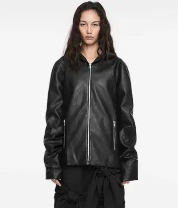 NACHE HOODIE LEATHER JACKET BLACK
