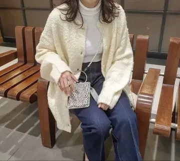 니트 가디건 롱 부클레