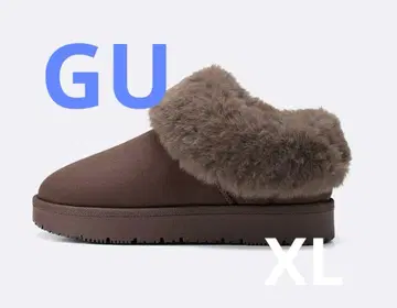 GU gu 다크 브라운 페이크 무스탕 슬리퍼 XL 금기