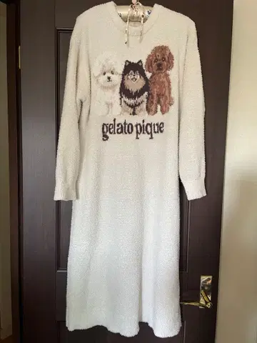 gelato pique 강아지 자수 DOG3 보아 룸웨어 원피스 화이트
