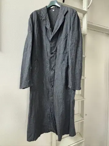 프렌치 빈티지 블랙 샴브레이 아틀리에 코트