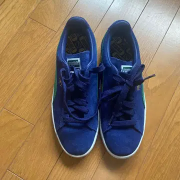 PUMA 네이비 스웨이드 스니커즈 24.5