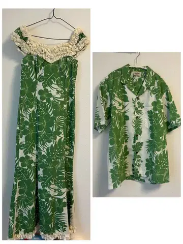 로얄 하와이안 크리에이션 하이비스커스 롱 드레스/알로하 셔츠