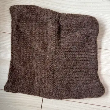 울 100% 아이보리 니트 넥 워머 브라운