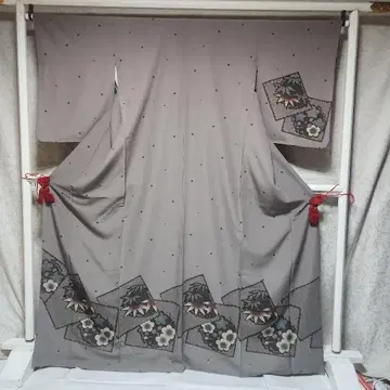 #12-011 부쇼안 폴리에스테르 호몬기 이중 기모노 기장 167