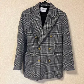 HAUNT 글렌체크 패턴 더블 브레스트 자켓