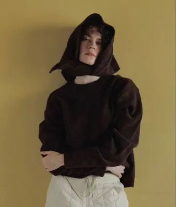 Layered Scarf Knit anuke 앙누크 브라운