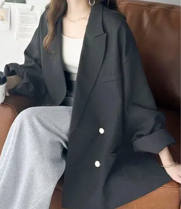 오버사이즈 더블 브레스트 자켓