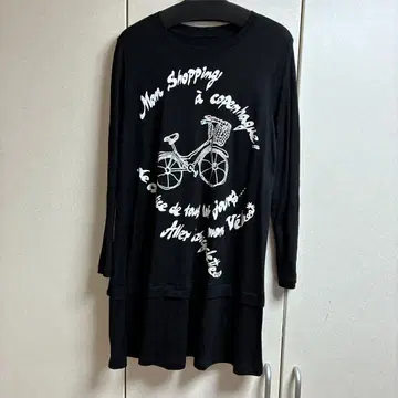 토쿠코 프리미어볼 긴팔 튜닉 자전거 프린트 블랙 튜닉