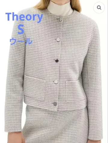 [ 새상품급 ] Theory 울 체크 크롭 자켓 S