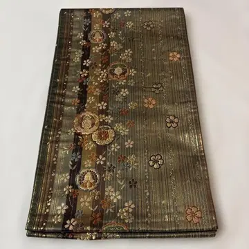 후쿠로 오비 육통 꽃무늬 금실