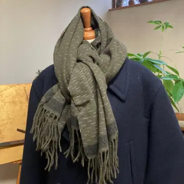 올리브 그린 스트라이프 스톨 대형