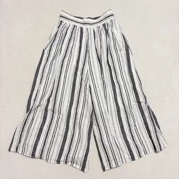 로리즈팜 린넨 혼방 와이드 팬츠 가우초 팬츠 스트라이프 패턴 M