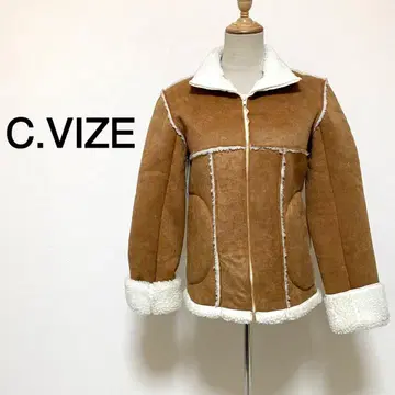 C.VIZE 베이지 컬러 집업 무스탕 코트