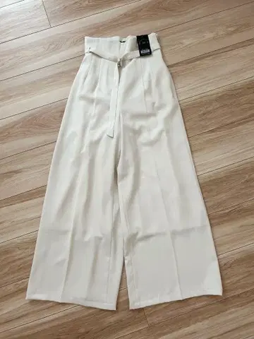 anuans 아뉴앙스 하이웨스트 벨티드 와이드 팬츠 (ivory)