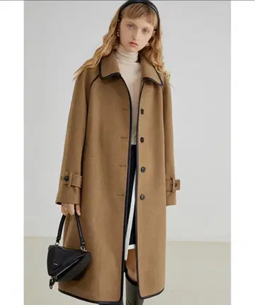 [ Fano Studios ] 가죽 파이핑 롱 코트