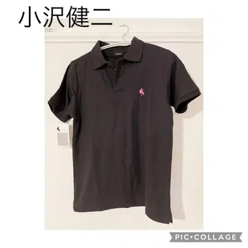 오자와 켄지 블랙 피케 셔츠 핑크 로고 미사용