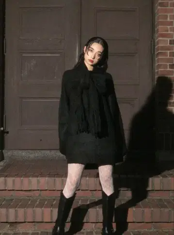 bubbles 리본 머플러 니트 원피스