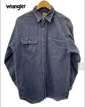 [ 인기 ] Wrangler 데님 긴팔 셔츠 인디고 블루 L