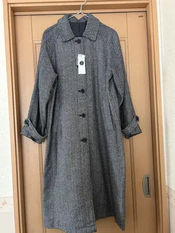 울 혼방 헤링본 롱 코트 새상품