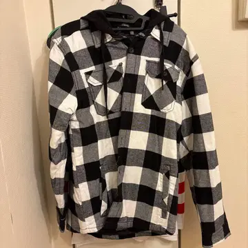 WORK WEAR 체크 무늬 후드 부착 후드티 M 사이즈