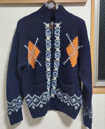 ZIP 니트 스웨터 아가일 무늬 칠든 지퍼 달린 하이넥