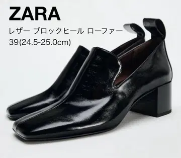 새상품급 [ ZARA ] 가죽 블록 힐 로퍼