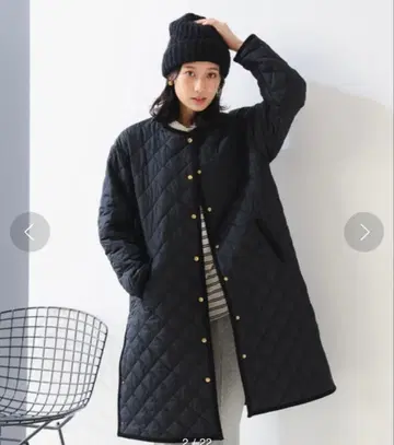 B:MING 퀼트 롱 코트 24AW 블랙 M 사이즈