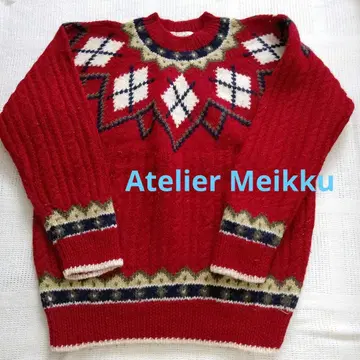 Atelier Meiku 아가일 무늬 울 혼방 긴팔 스웨터