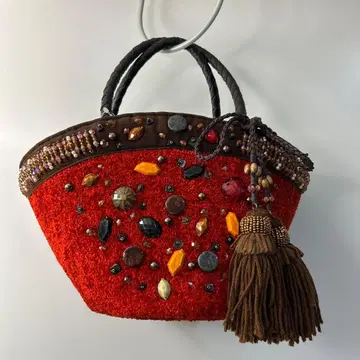 [ 1주간 한정판 ] mixage 오렌지 비즈 장식 핸드백 중형