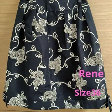 Rene 꽃무늬 플레어 스커트 실크 혼방 일본제 36