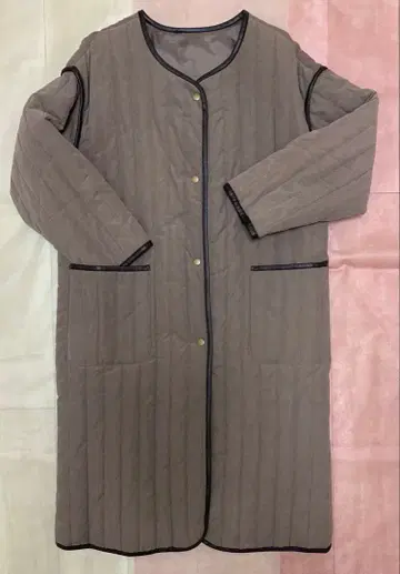 브라운 퀼팅 롱 코트