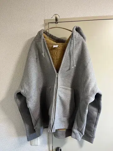 Mr.GENTLEMAN 보아 안감 지퍼 후드티 그레이 L 보아 플리스