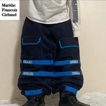 00s Girbaud 셔틀 팬츠 데님 배기 카고 초와이드 다크 네이비