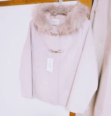 새상품 비트 달린 퍼 더플 코트 라벤더 핑크 허니즈 Honeys