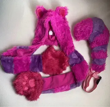 디즈니 체셔캣 팬캡 후드 일체형 머플러 꼬리