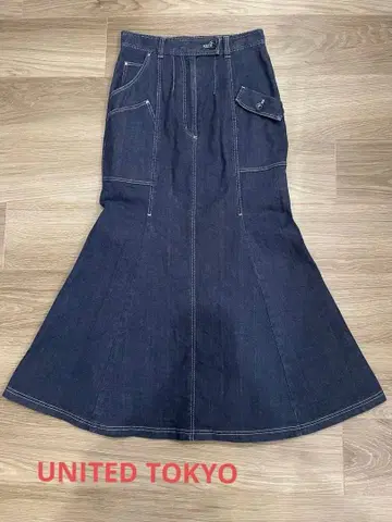 UNITED TOKYO 핏앤플레어 롱 데님 머메이드 스커트