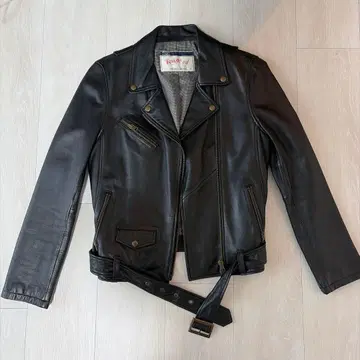 Rouge vif 블랙 가죽 라이더 자켓