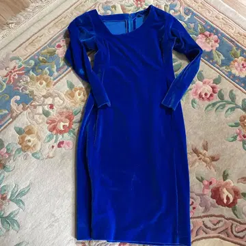 파랑 벨벳 긴팔 타이트 원피스, M 사이즈