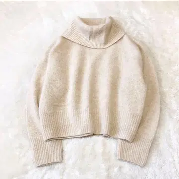 라운지 드레스 터틀넥 포근한 니트 울 100% 베이지 F