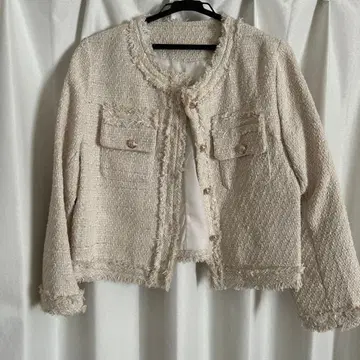 리베리 숏 트위드 자켓 아이보리