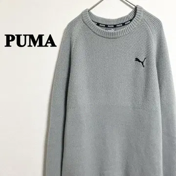 PUMA 그레이 크루넥 스웨터 XL 긴팔 자수 로고 원 포인트