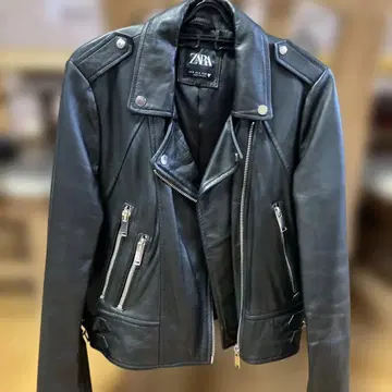 ZARA 블랙 가죽 라이더 자켓 EU38
