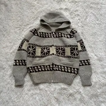 카우친 니트 가디건 후드 부착 풀 집업 모 M 사이즈 구제 의류