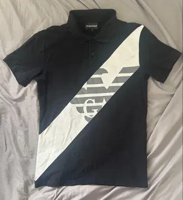 Armani 피케 셔츠 블랙/화이트 사선 스트라이프 Archive