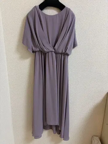 연보라 플레어 슬리브 쉬폰 드레스