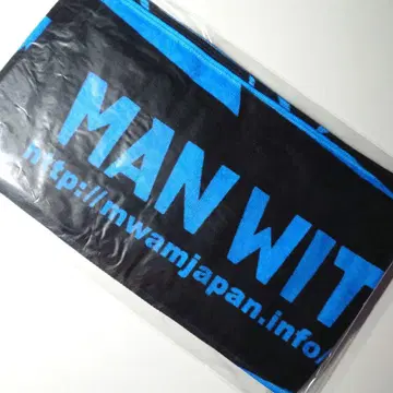 맨위즈 로고 머플러 타월 블랙 시안 컬러 미개봉