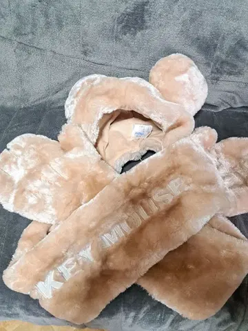 디즈니 머플러캡 미키 머플러 장갑 포함 팬캡 베이지