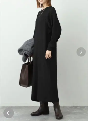 [택 포함 새상품] SLOBE IENA 셔링 리브 롱 원피스